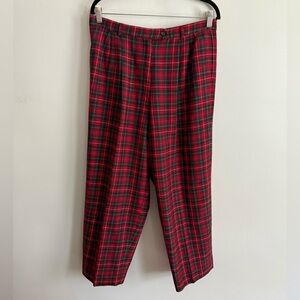 Talbots Red Tartan Plaid Wool Straight Vintage Pants | Size 12